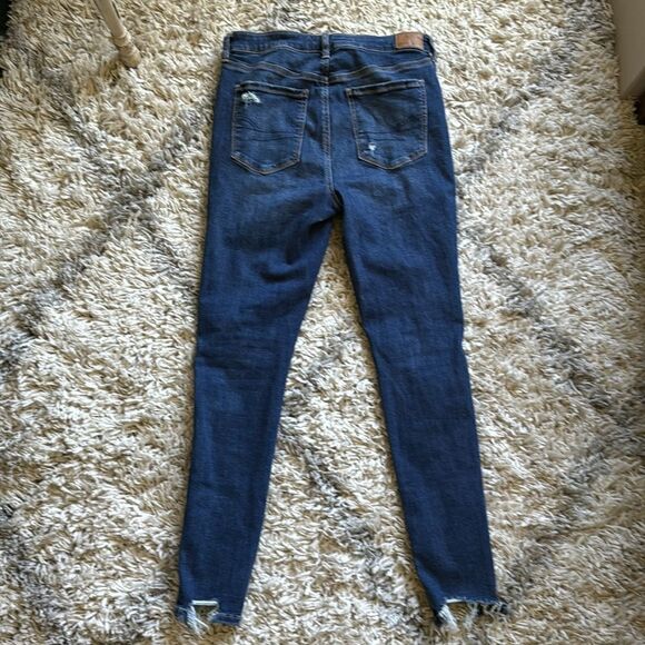 American Eagle Distressed Super Hi Rise Jeggings Size 10 Short 10S - Picture 4 of 8